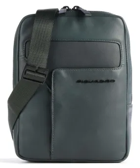  Piquadro P16 Borsa a tracolla 10″ pelle a grana fine verde scuro  