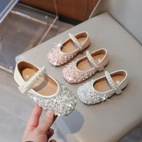 Primavera Estate Scintillante damigella d'onore Scarpe da festa di nozze Ragazze Scarpe per bambini poco profonde Scarpe da prin
