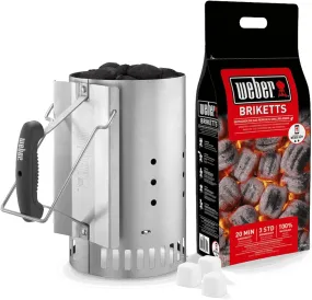 Weber 17631 - Kit Ciminiera di Accensione + 2 Kg di Bricchetti + 3 Cubetti Accensione